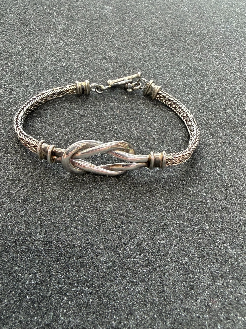 Vintage Sterling Silver Double Rope Love Knot Bracelet